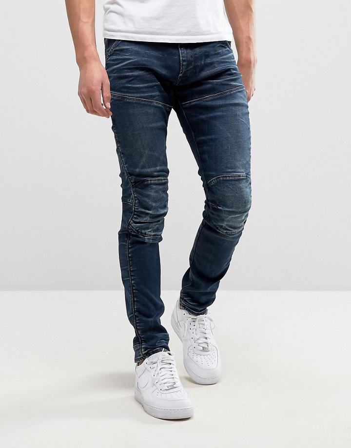 G-star 5620 3d Super Slim Jean Vintage Aged Wash - Blue