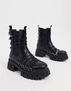 Koi Footwear Allegiance Vegan Chunky Boots In Black
