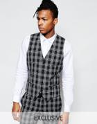 Noak Monochrome Check Vest In Super Skinny Fit - Black