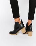 Miista Kendal Heeled Leather Ankle Boots - Black