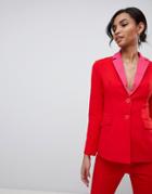 Little Mistress Contrast Blazer In Pomegranate - Red