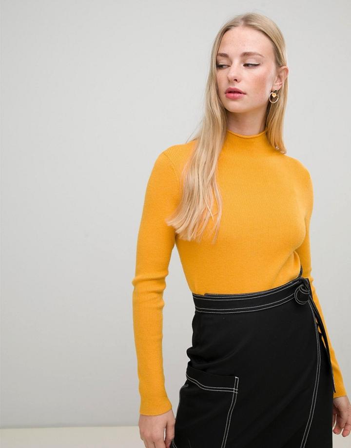 Vero Moda High Neck Knitted Sweater-brown