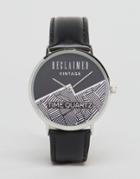 Reclaimed Vintage Geometric Leather Watch In Black - Black
