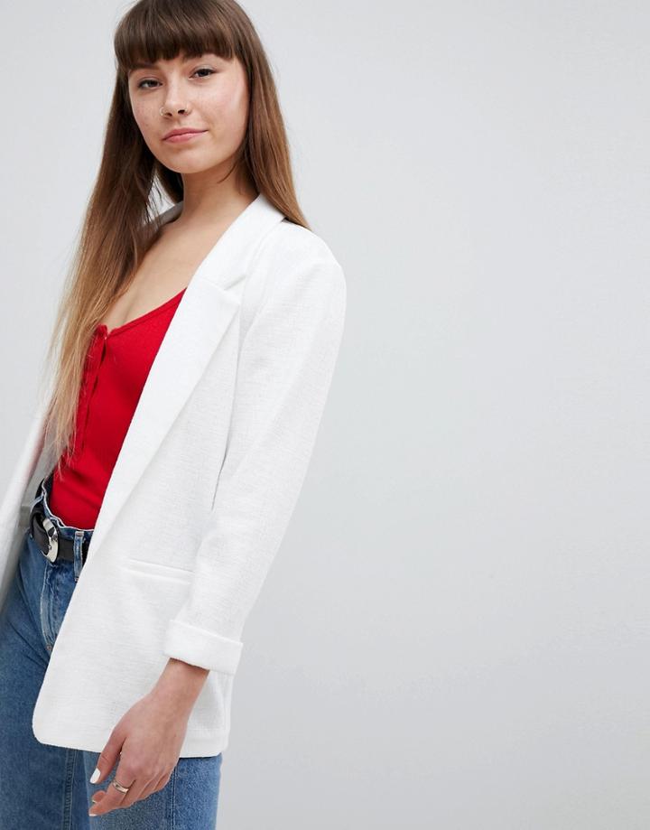 New Look Textured Ponte Blazer - White