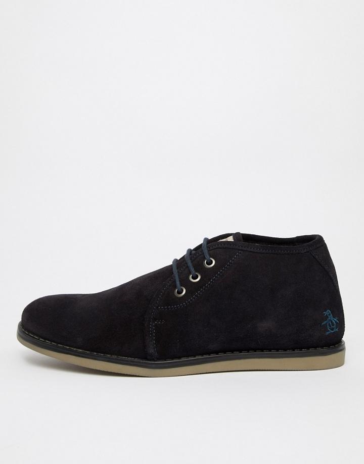 Original Penguin Suede Desert Boots In Navy - Navy