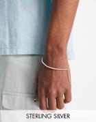 Asos Design Sterling Silver Festival Half Chain And Half Faux Pearl Bracelet