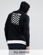 Jacamo Tall Hoodie With Print In Black And White - Black
