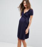 New Look Maternity Ruffle Wrap Dress - Navy