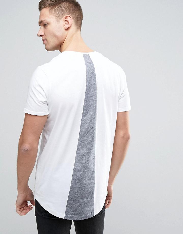 Jack & Jones Originals Longline T-shirt With Back Panel Detail - White