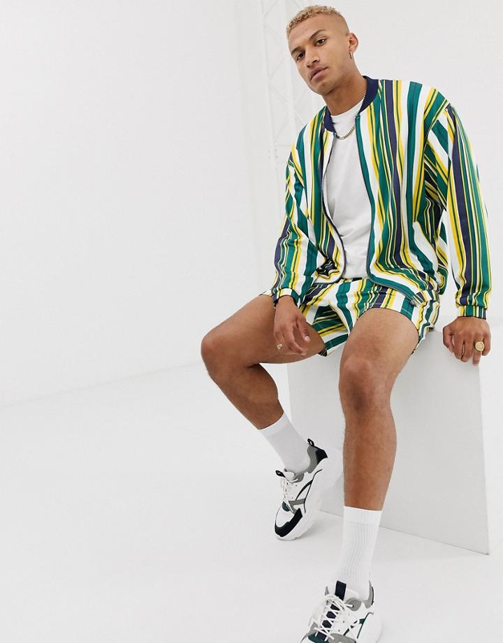 Asos Design Two-piece Jersey Shorts In Shorter Length Stripe In Polytricot