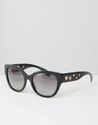 Versace Cat Eye Sunglasses With Eyelet Detail - Black