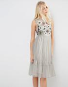 Needle & Thread Tulle Woodland Embellished Midi Dress - Gray