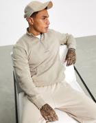 Calvin Klein Jeans Jacquard Neck Logo Half Zip Sweatshirt In Stone-neutral