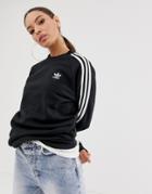 Adidas Originals Adicolor Three Stripe Crew Neck Sweat In Black