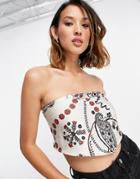 Topshop Paisley Print Scarf Bandeau In White