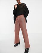 Asos Design Flared Wool Mix Smart Pant In Rust Herringbone-brown