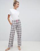 Brave Soul Checked Pants Pyjama Set - Gray