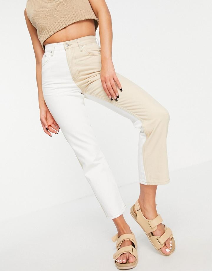 Topshop Color Block Jean In Sand-neutral