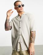 Bershka Knitted Shirt In Beige - Part Of A Set-neutral