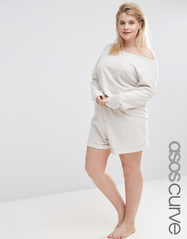 Asos Curve Lounge Oatmeal Marl Jersey Short - Oatmeal Marl