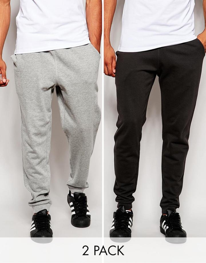 Asos 2 Pack Slim Joggers Save 17% - Black