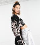Collusion Oversized Matching Cardigan In Text Jacquard-multi