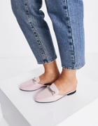 Qupid Trim Loafer Mules In Pink