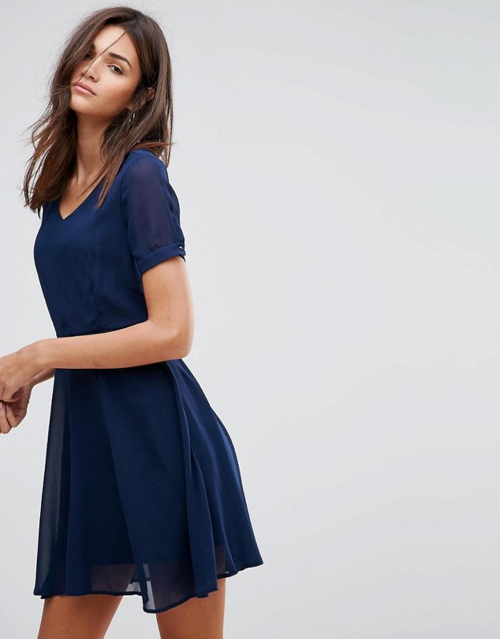 Pussycat London Color Block Skater Dress - Navy