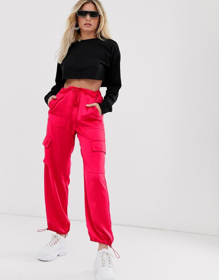 Asos Design Pocket Detail Utility Pants - Pink
