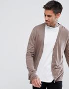 Asos Cotton Cardigan In Brown - Brown