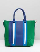 Yoki Color Block Tote Bag - Green