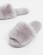 Sheepskin By Totes Open Toe Mule Slippers In Light Gray-grey