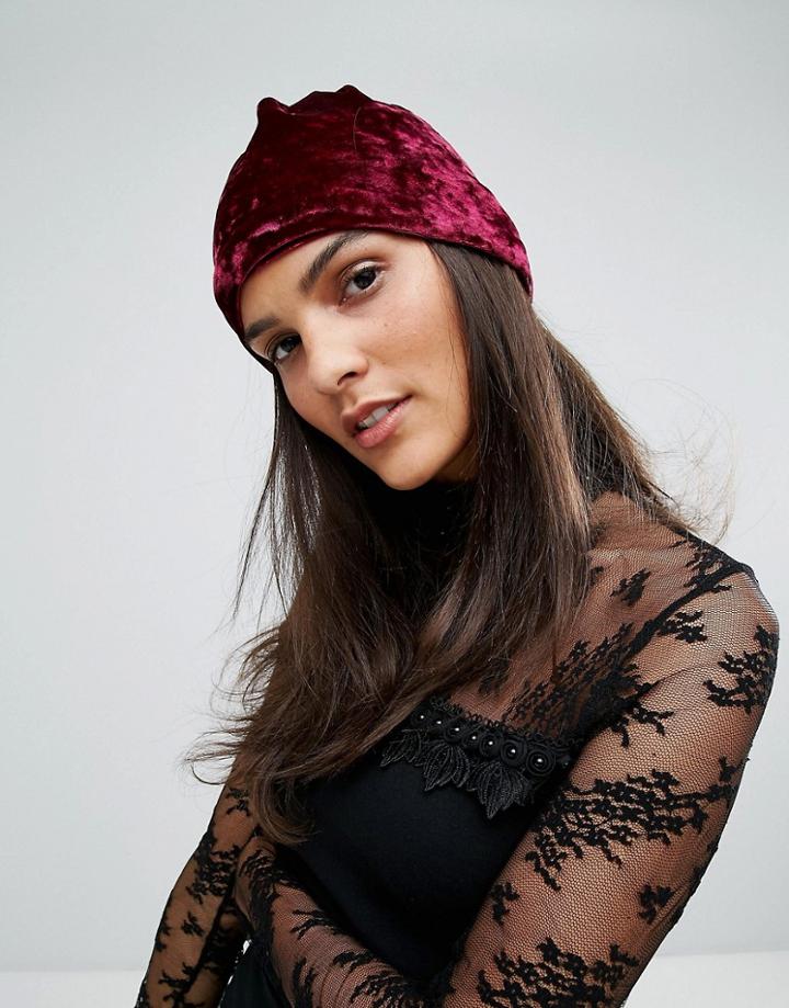 Anna Sui Crushed Velvet Beanie - Pink