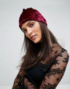 Anna Sui Crushed Velvet Beanie - Pink