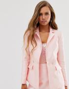 Collective The Label Tailored Blazer With Pocket Detail In Pink Sateen - Pink