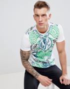 Versace Jeans T-shirt In White With Tiger Spiral Logo - White