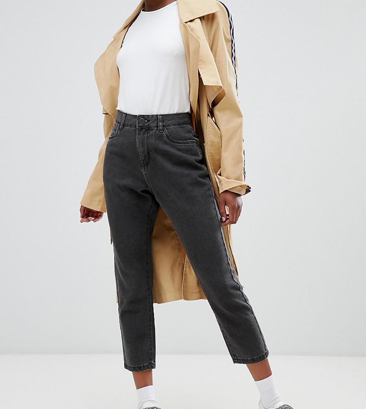 Noisy May Petite Ankle Grazer Mom Jean - Black