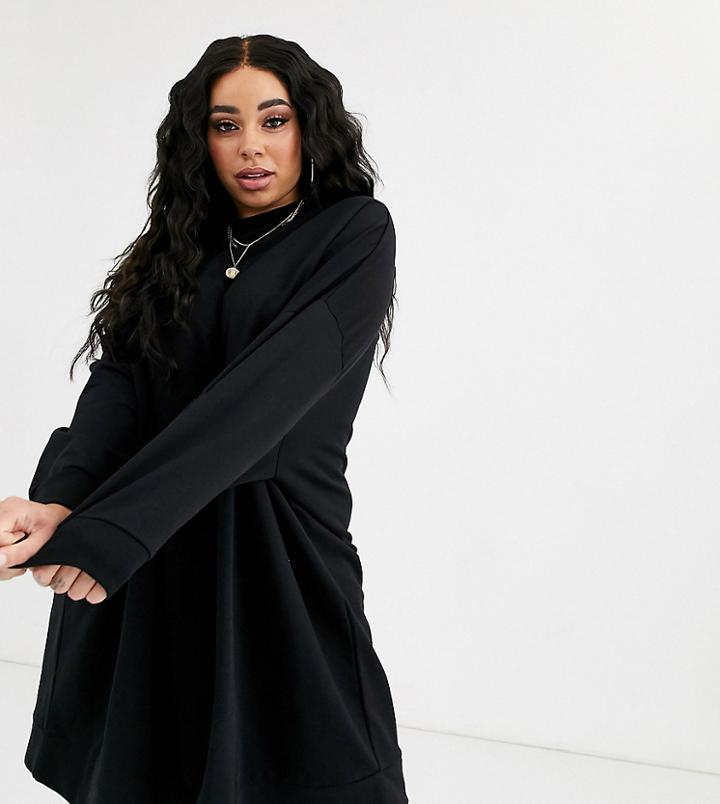 Asos Design Curve Oversized Sweat Dress In Black