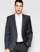 Selected Homme Slim Suit Jacket In Charcoal Wool Blend - Dark Gray
