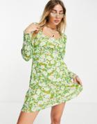 Topshop 70s Floral Jersey Mini Dress-multi