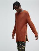 Asos Oversized Textured Sweater In Tan - Brown
