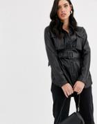 Vero Moda Leather Look Jacket With Self Belt