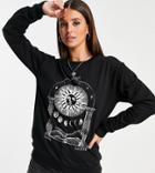 Asos Design Tall Sweatshirt With Solstice Graphic In Black