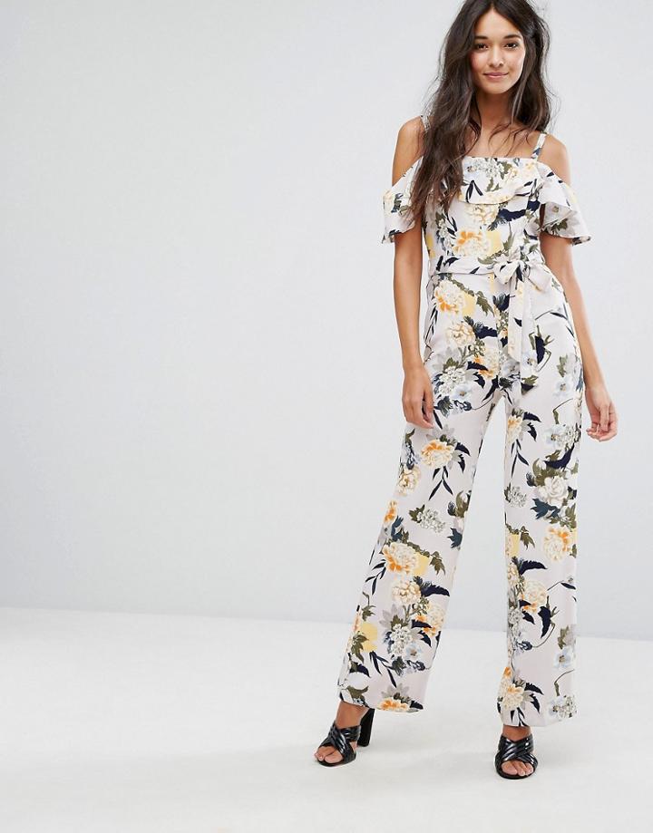 Miss Selfridge Printed Ruffle Jumpsuit - Multi