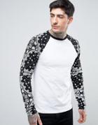 Asos Extreme Muscle Raglan T-shirt With Contrast Bandana Sleeves - Black