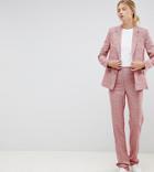 Asos Design Tall Tailored Slim Flare Pants In Red Check-multi