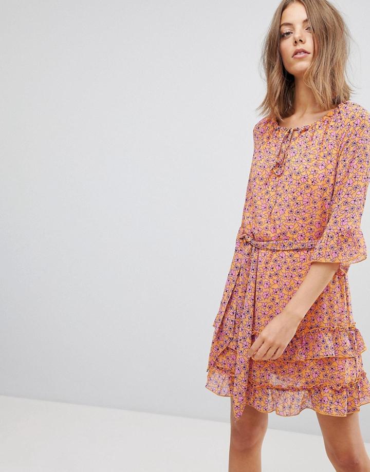 Vero Moda Floral Dress With Ruffle Hem - Multi