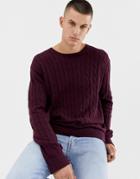 French Connection 100% Cotton Logo Cable Knit Sweater-red