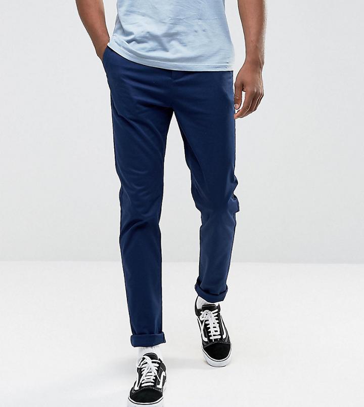 Asos Tall Slim Chinos In Dark Navy - Blue