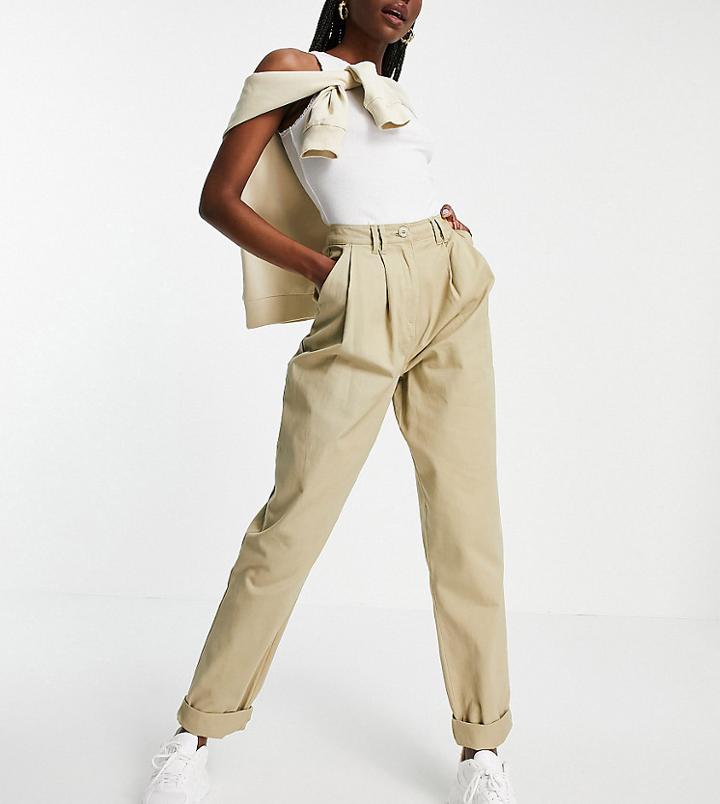Asos Design Tall Ovoid Pleat Front Peg Pant In Sandstone-neutral